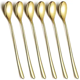 Sztz01-6p-gj Monfasye Cf--sztz01-6p-gj Long Handle Iced Tea Spoons 9.5-inch Stainless Steel Dessert And Coffee Mixi