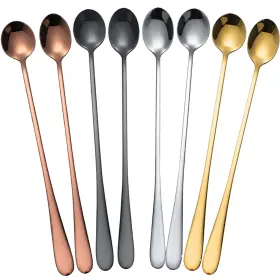 Sztz01-8p-4c Monfasye Stainless Steel Long Handle Iced Cream Spoons - 9.5 Inch Tea And Coffee Stirrer