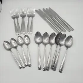 Mwd7 Montgomery Ward Fork Knife Spoon Stainless Japan Flatware 21 Pc Set Lot