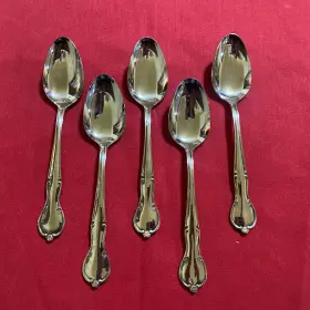 Mwd19 Montgomery Ward Set Of 5 Stainless Flatware Oval Soup Spoons Japan 7.25 Inch