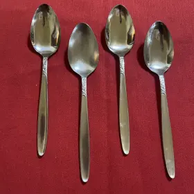 Mwd8 Montgomery Ward Set Of 4 Stainless Flatware Teaspoons Flowers Japan 6.25 Inch