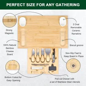 Mosomboo 852612001681 Charcuterie Board Set Bamboo Cheese Boards G #3