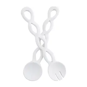 Mud Pie 718540766750 White 12 Inch Twisted Wood Server Set