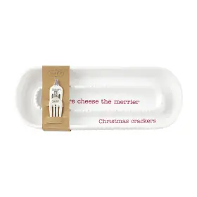 Mud Pie 718540777862 Ceramic Holiday Cheese And Crackers Server Markers Set White