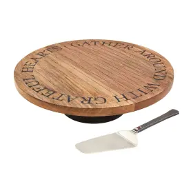 Mud Pie 718540846407 Grateful Hearts Cake Pedesta Pedestal 3 1/2 Inch X 12 Dia Utensil 10 Brown