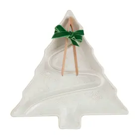 Mud Pie 718540859919 White Christmas Tree Divided Server 10 Inch X Tongs 4 1/4