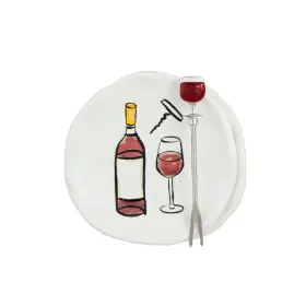 Mud Pie 718540971765 Dish 4 Inch Dia Tapas Plate Fork Set White
