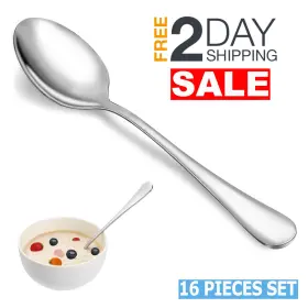 Mutnitt 191893066133 Juego De 16 Cucharas Para Comer 7.3 Pulgadas Acero Inoxidable 18/10 La Calidad