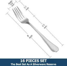 Mutnitt 313038577599 Dinner Forks Set Of 16 Top Food Grade Stainless Steel Silverware Table For #2