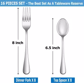 Mutnitt 445032853874 16 Pcs Forks And Spoons Silverware Set Food Grade Stainless Steel Flatware Cutle #2