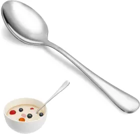 Mutnitt 445034570526 24 Pcs Stainless Steel Dinner Spoons Mirror Finish Durable And Dishwasher Safe
