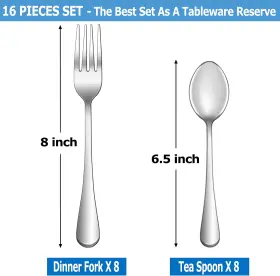 Mutnitt 705353639289 16 Pcs Forks And Spoons Silverware Set Food Grade Stainless Steel Flatware Cutle #2