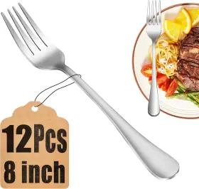 Mutnitt 711181524932 12 Piece Dinner Forks Set Food-grade Stainless Steel Silverware Cutlery Us