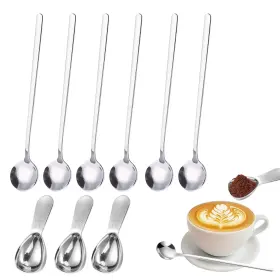 Zstl04zstl04 Mzario 9 Pcs Coffee Spoons 6.7 Inches Spoon 6.69 1.18in/3.74 1.65in Silver