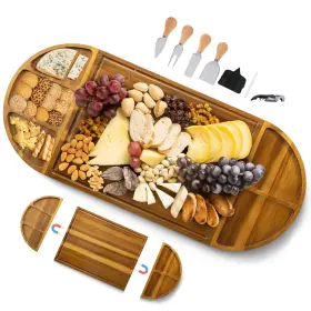 Che455 Nagawood Extra Large Charcuterie Boards 30ftft X 13ftft Acacia Cheese Board 3 Part Magnet