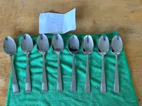 Nps1 Nancy Prentiss 8 Pc. Lot Stainless Steel Teaspoons 5-7/8 Inch Basketweave Vguc