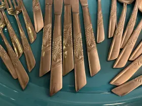 12724-el-pol-ph National Stainless Lot Of 19 N.s.co.stainless Steel Japan Flatware Spoons Forks Knives. Art Deco #3