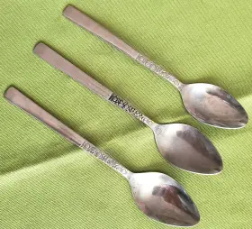 720029 National Stainless 3 Teaspoons Rose Serenade Pattern 6 Inch #72029