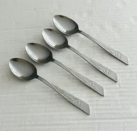 Nst12 National Stainless Ns Co Set Of 4 Teaspoons Flower Glossy