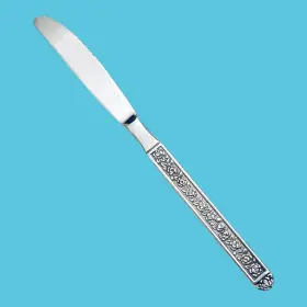 Nst18 National Stainless Silverware Roses Black Accent Flatware Dinner Knife