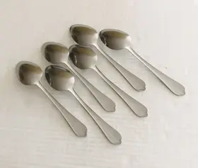 Nst23 National Stainless Co Glossy Ribbed 6 Oval Soup Spoons #3