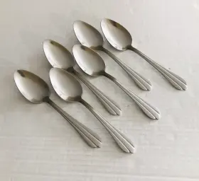 Nst23 National Stainless Co Glossy Ribbed 6 Oval Soup Spoons