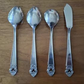 Nst75 National Stainless Japan Flatware 2 Teaspoons Butter Knife Sugar Spoon #3