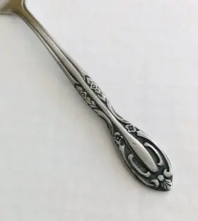 Nst9 National Stainless Korea Set Of 8 Salad Forks Flowers Scrolls Textured #2