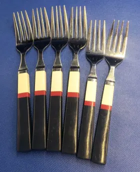 Nautica Naf1 Set Of 6 Pattern 18/8 Stainless Forks Plastic Handles