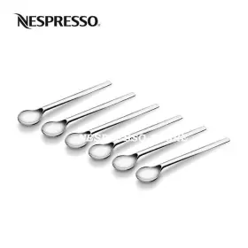 3783 Nespresso Set Of 6 Small Spoons In Polished Stainless Steel 18/10 11 Cm Nib #2