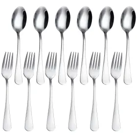 Nestlygoods 313044260249 Dinner Forks And Spoons Set 12 Pcs Stainless Steel For Home Ki