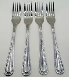 58895 New Star Foodservice Beaded Stainless Dinner Forks Set Of 4 Replacement Flatware