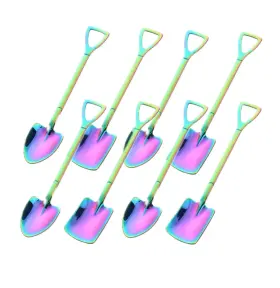 Newote 762924216096 Rainbow Fruit Dessert Shovel Spoons Set 8pcs Stainless Steel Dinner Tea Spoon