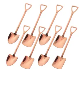 Kitchen-spoon-8pcs-gold Newote Rose Gold Fruit Dessert Shovel Spoons Set 8pcs Stainless Steel Dinner Tea Spo