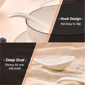 Newproduct 445053543594 Porcelain Soup Spoons Set Of 4 Ceramic Chinese 6.6 Inch Asian S #2