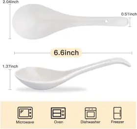 Newproduct 445053543594 Porcelain Soup Spoons Set Of 4 Ceramic Chinese 6.6 Inch Asian S #3