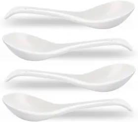 Newproduct 445053543594 Porcelain Soup Spoons Set Of 4 Ceramic Chinese 6.6 Inch Asian S