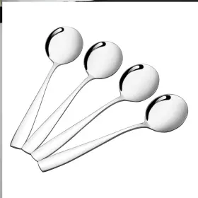 Nicesh 758150398071 16-piece Stainless Steel Round Soup Spoons Bouillon