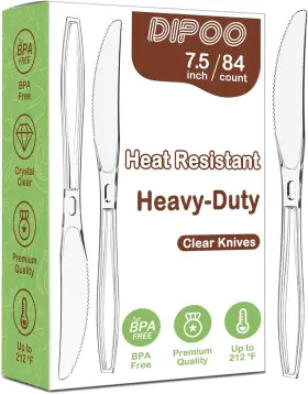K06304 Nobrand 7.5 Inch Clear Heat Resistant Bpa Free Plastic Knives 84 Count