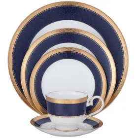 4923-05e Noritake Odessa Cobalt Gold 5-piece Place Setting Service For 1