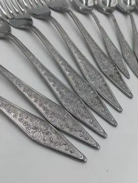 Ns19 Noritake Stainless Flatware Daisy Scroll Floral Japan Lot Of 13 #2