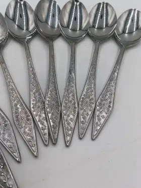 Ns19 Noritake Stainless Flatware Daisy Scroll Floral Japan Lot Of 13 #3
