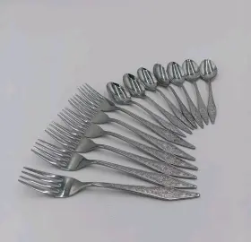 Ns19 Noritake Stainless Flatware Daisy Scroll Floral Japan Lot Of 13