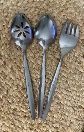 Ohs100 Northland Oneida Stainless Floral Serving Set Slotted Spoon Meat Fork #3