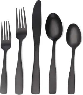 O.c.e. Bz Sp 01 Matte Black Silverware Set Satin Finish 20-piece