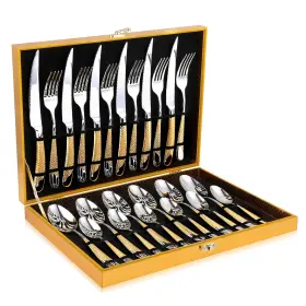 Mhg640 Ogori Hammered Silver Gold Silverware Set 24-piece 24pcs