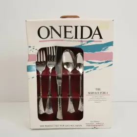 Oneida 078737039273 El Dorado San Marino Stainless Flatware Hammered Glossy Service For 4 Nos #2