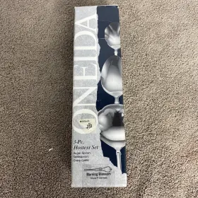 Oneida 078737131014 Vtg Morning Blossom Hostess Set Stainless Spoon Tablespoon Ladle 3 Pc