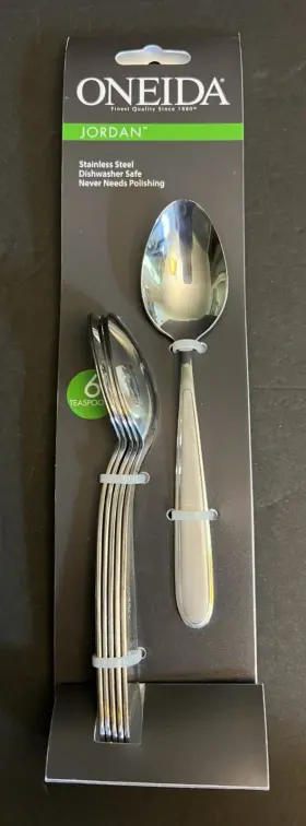 Oneida 078737139195 Jordan Spoons Teaspoons Stainless Steel Flatware Set Of 6 - New