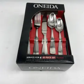 B155020k Oneida 078737220473 Pluma Stainless Flatware 20 Piece Set Serves 4 Read